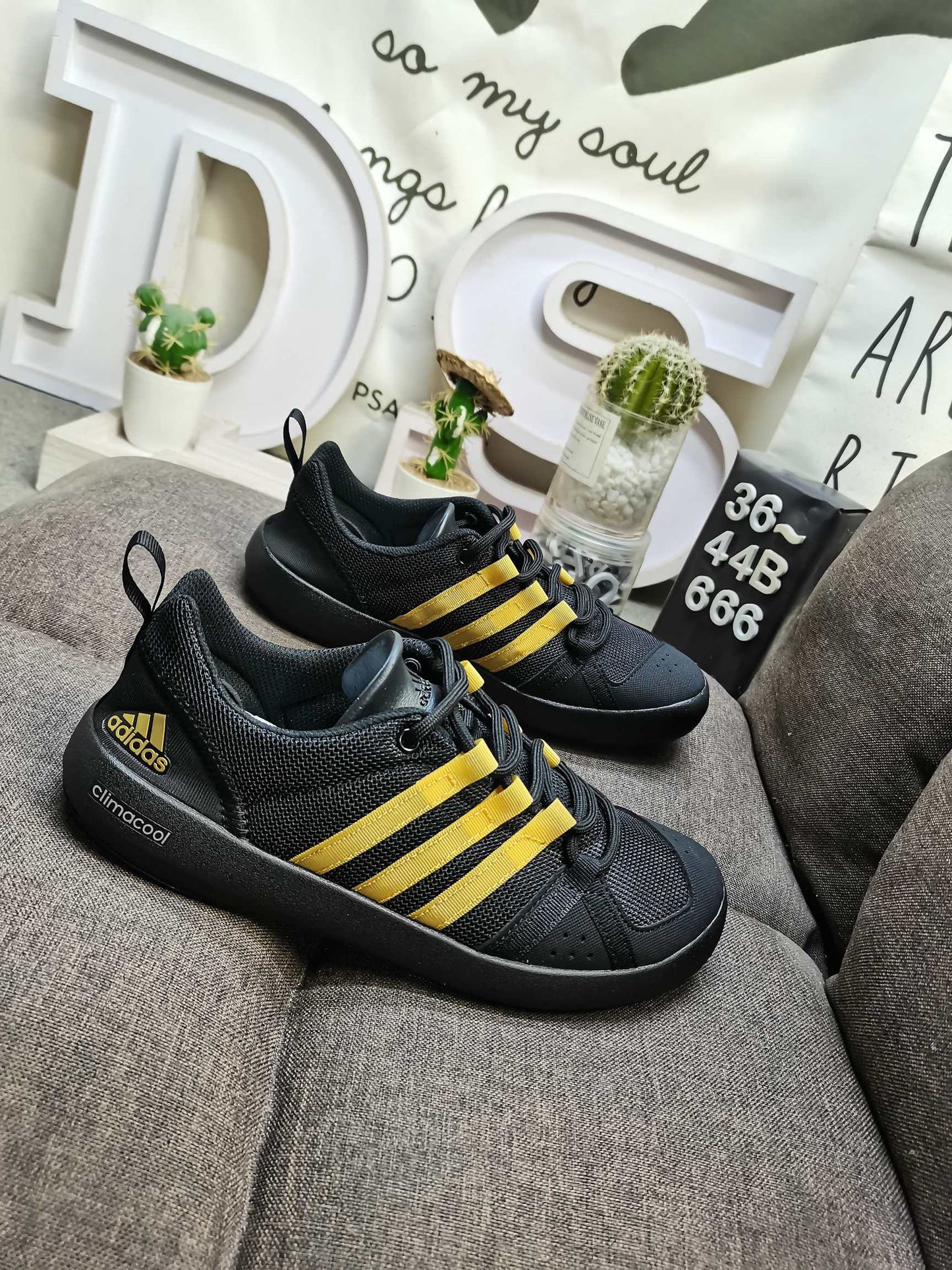 Adidas CLIMACOOL BOAT LACE GRAPHIC Black Yellow DS-666D