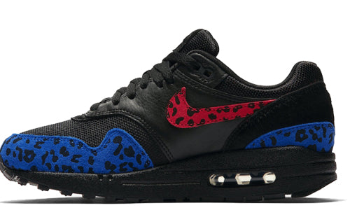 Nike Womens Air Max 1 Premium 'Leopard Pack' Black/Habanero Red/Racer Blue BV1977-001