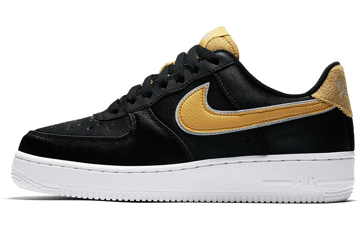 Nike Womens Air Force 1 Low 'Satin' black/wheat gold AA0287-005