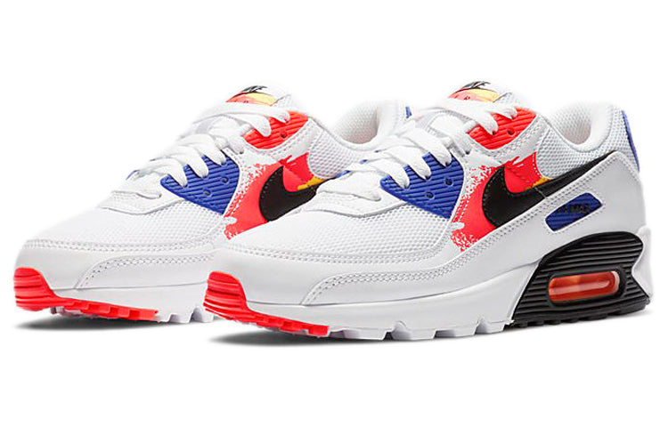 Womens Air Max 90 'Brushstroke' White/Laser Orange/Concord/Black CZ7937-100
