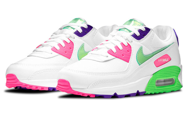 Nike Womens Air Max 90 'White Indigo Burst Volt' White/Indigo Burst/Pink Blast/Volt DH0250-100