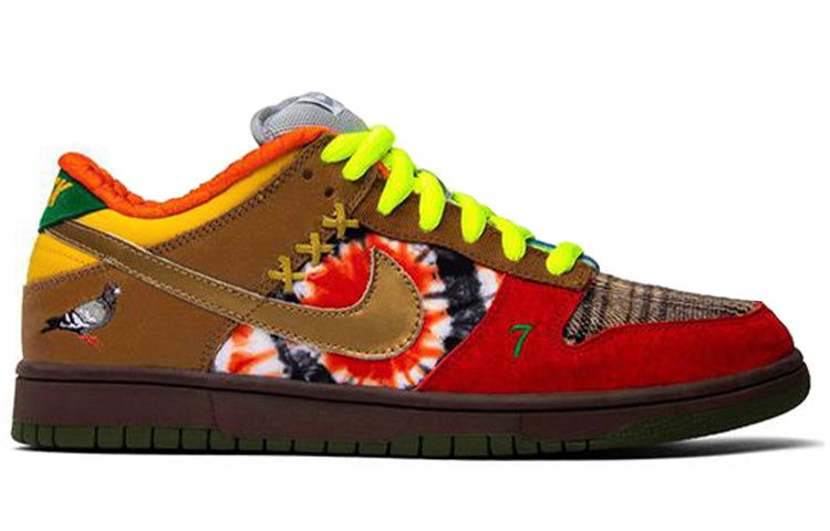 Nike Dunk Low SB Skateboard 'What The Dunk' White/College Blue-Chrome-Deep Red 318403-141