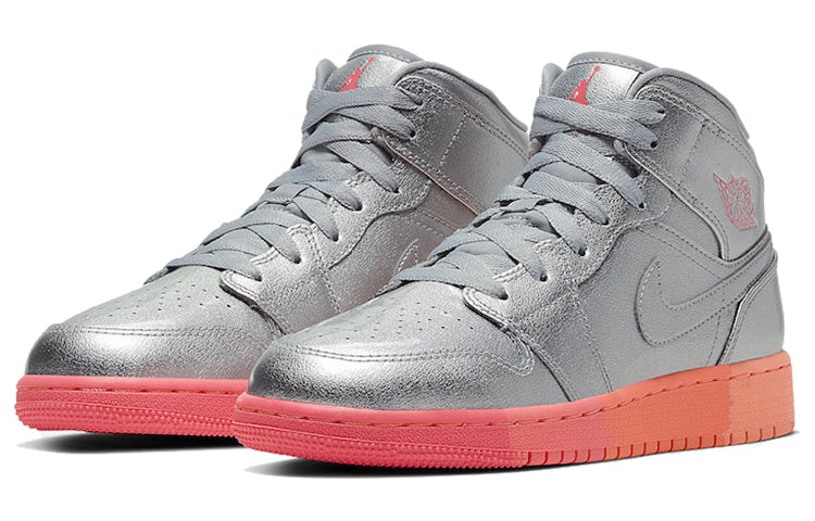 Air Jordan 1 Mid GS Metallic Silver Pink Crimson 555112-006