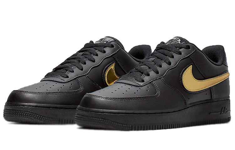 Nike Air Force 1 Low 07 LV8 Removable Swoosh - Black Gold Black/Black-White-Black CT2252-001