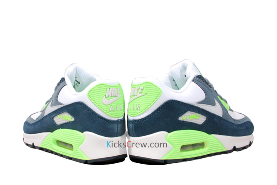 Nike Air Max 90 GS White Armry Navy Neon 307793-151