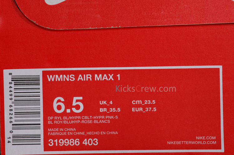 Nike Womens Air Max 1 Game Royal Pink Flash 319986-403