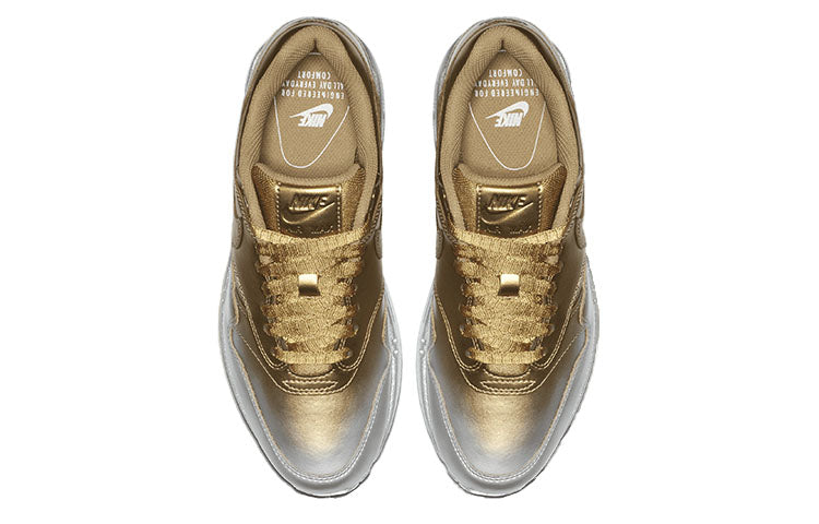 Nike Womens Air Max 1 LX 'Metallic Gold Platinum' Metallic Gold/Flat Gold/White/Metallic Platinum 917691-700