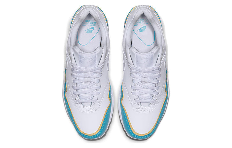 Nike Womens Air Max 1 'Double Layer - Blue' White/White/Light Blue Fury/Topaz Gold 881101-103