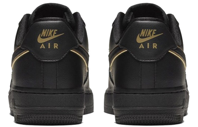 Nike Womens Air Force 1 Low '07 Essential 'Black Gold Swoosh' Black/Black/Metallic Gold/Black AO2132-005
