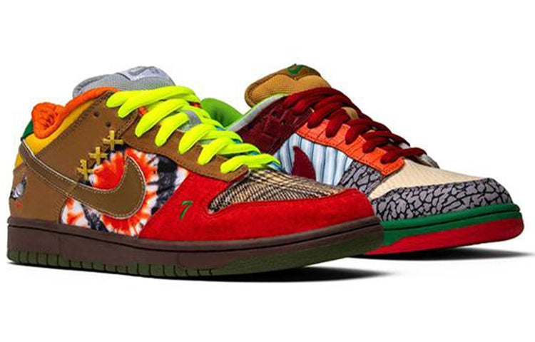Nike Dunk Low SB Skateboard 'What The Dunk' White/College Blue-Chrome-Deep Red 318403-141