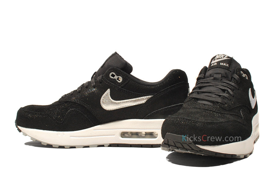 Nike Womens Air Max 1 PRM Black Metallic Silver 454746-002