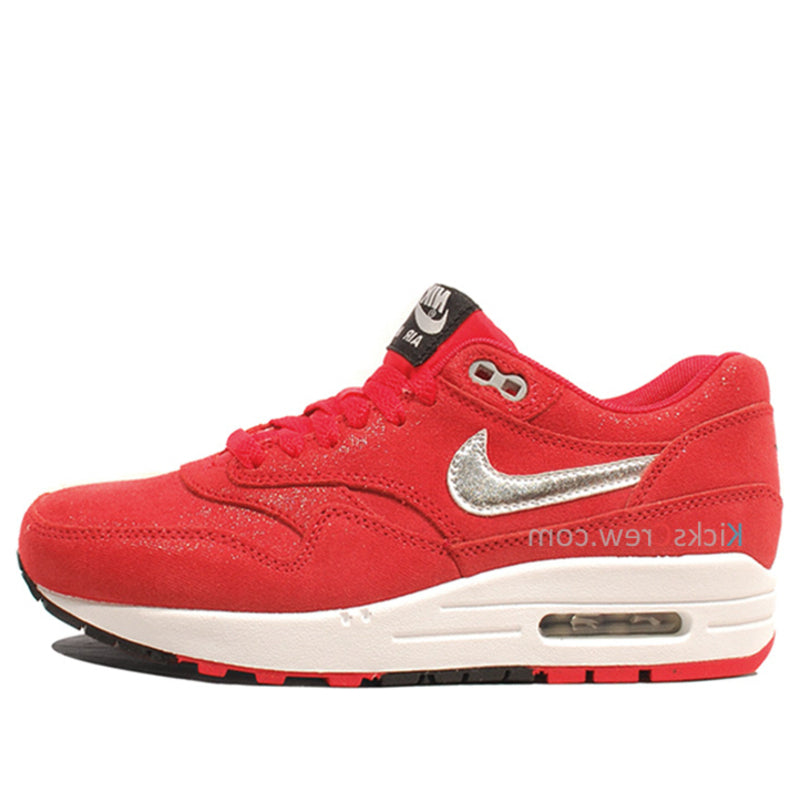 Nike Womens Air Max 1 PRM Hyper Red Silver 454746-600