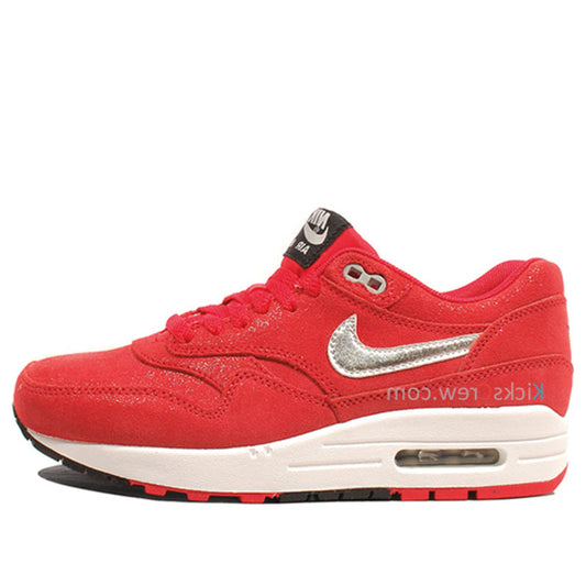 Nike Womens Air Max 1 PRM Hyper Red Silver 454746-600