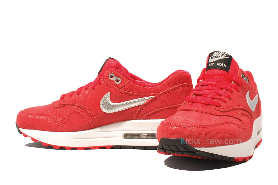 Nike Womens Air Max 1 PRM Hyper Red Silver 454746-600
