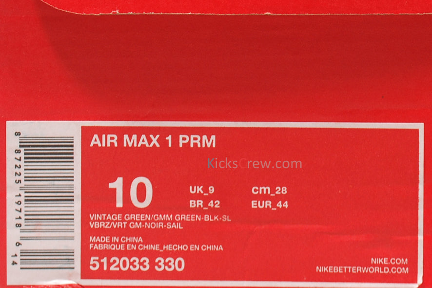 Nike Air Max 1 PRM Vintage Green 512033-330