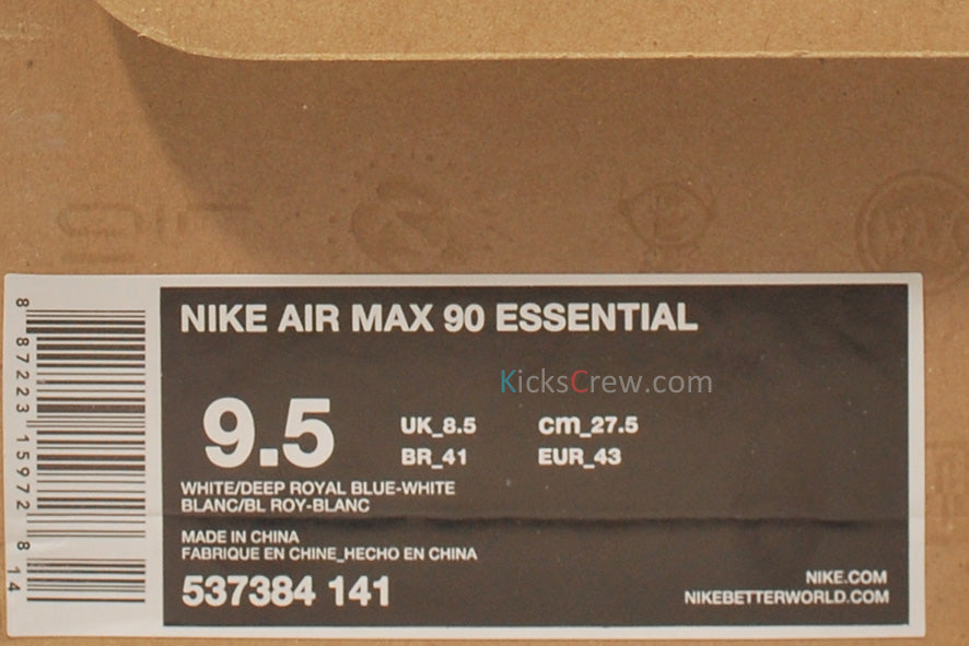 Nike Air Max 90 Essential White Deep Royal Blue 537384-141