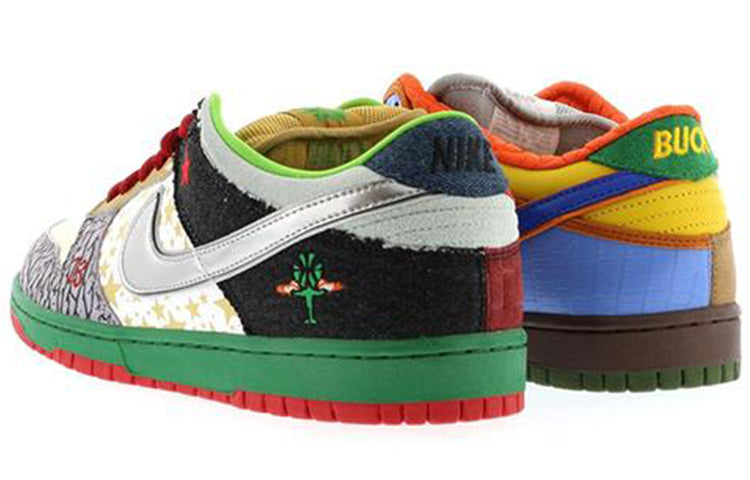 Nike Dunk Low SB Skateboard 'What The Dunk' White/College Blue-Chrome-Deep Red 318403-141