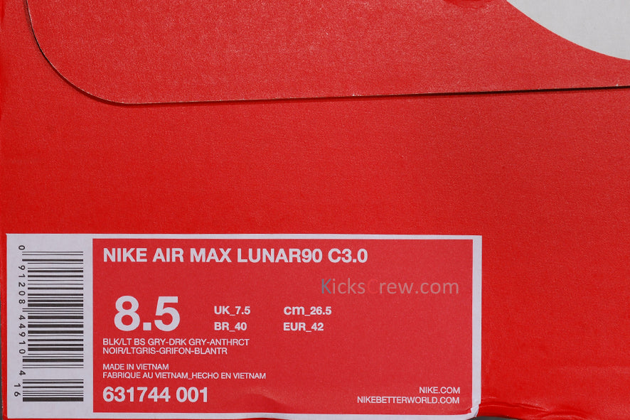 Nike Air Max 90 Lunar C3.0 Black Dark Grey Volt 631744-001