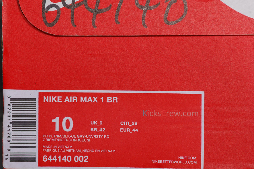 Nike Air Max 1 Barefoot Universitty Red 644140-002