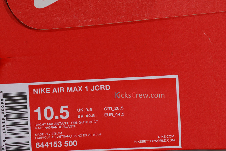 Nike Air Max 1 Jacquard Brigth Magrnta Orange 644153-500