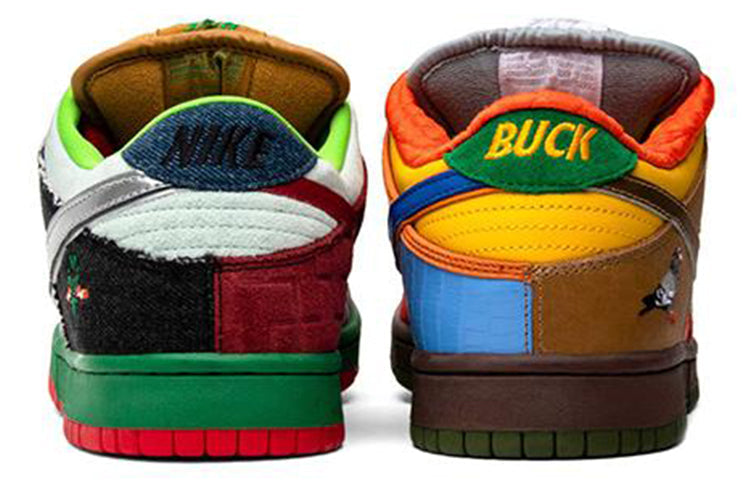 Nike Dunk Low SB Skateboard 'What The Dunk' White/College Blue-Chrome-Deep Red 318403-141