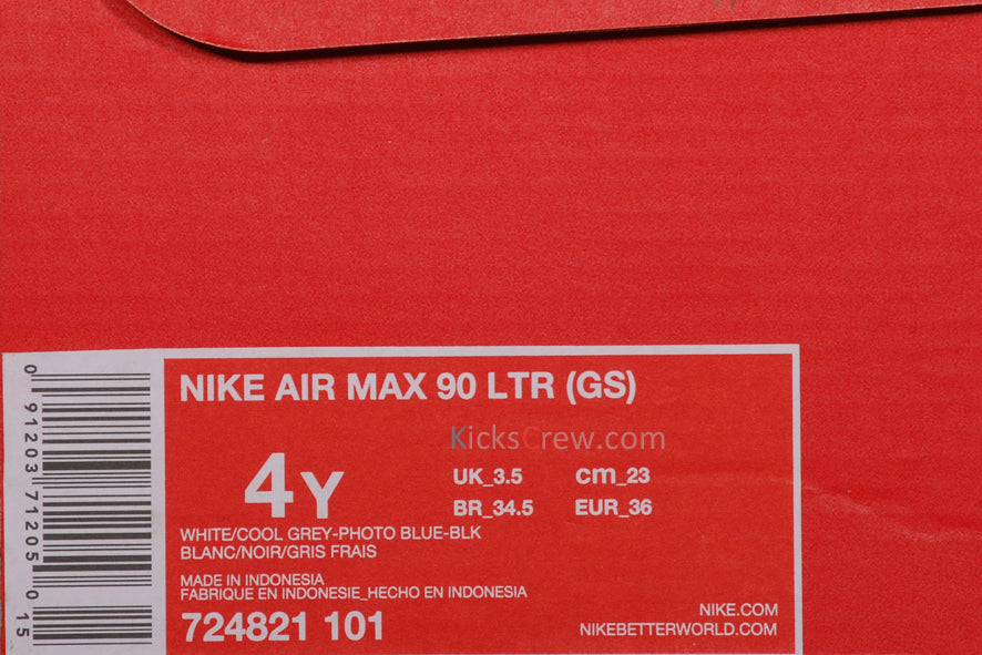 Nike Air Max 90 LTR Leather GS White Photo Blue 724821-101
