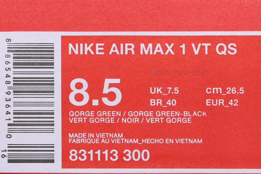 Nike Air Max 1 VT QS Gorge Green Black 831113-300
