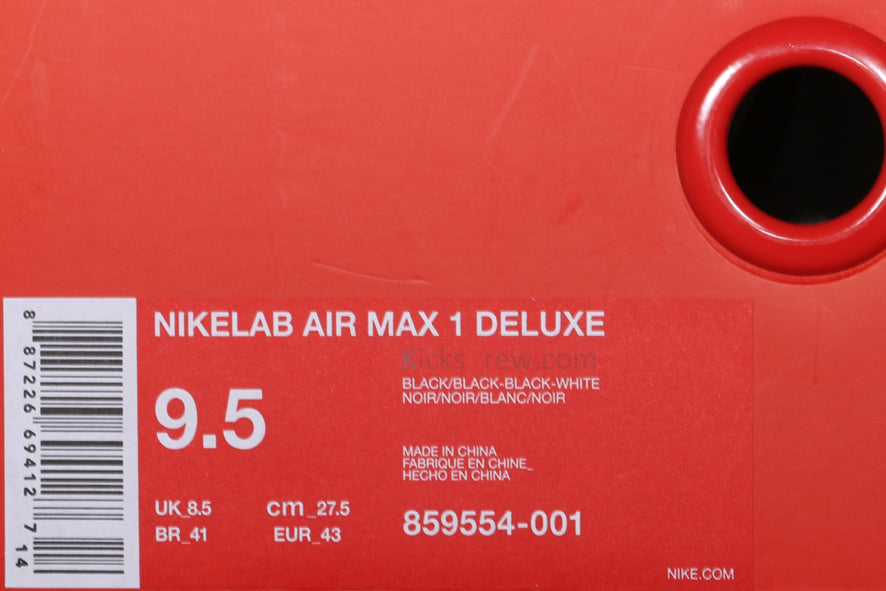 Nike Lab Air Max 1 Deluxe Black White 859554-001
