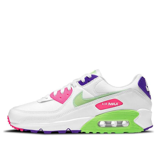 Nike Womens Air Max 90 'White Indigo Burst Volt' White/Indigo Burst/Pink Blast/Volt DH0250-100