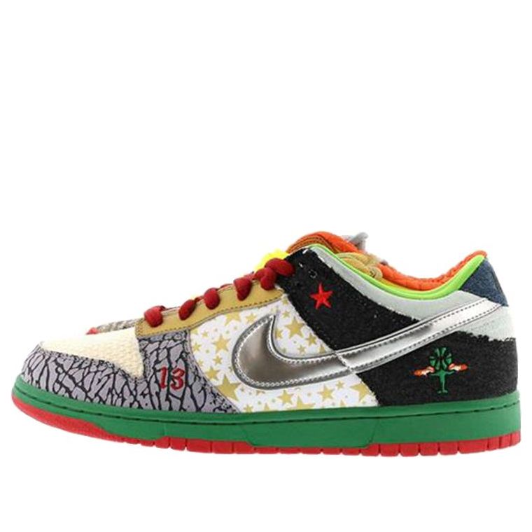 Nike Dunk Low SB Skateboard 'What The Dunk' White/College Blue-Chrome-Deep Red 318403-141