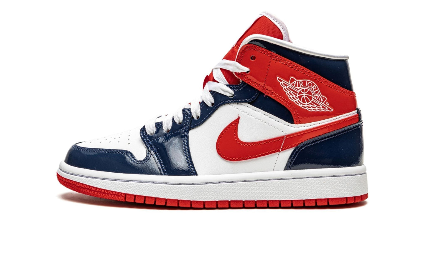 WMNS Air Jordan 1 Mid "Patent Leather Navy / White / Red"