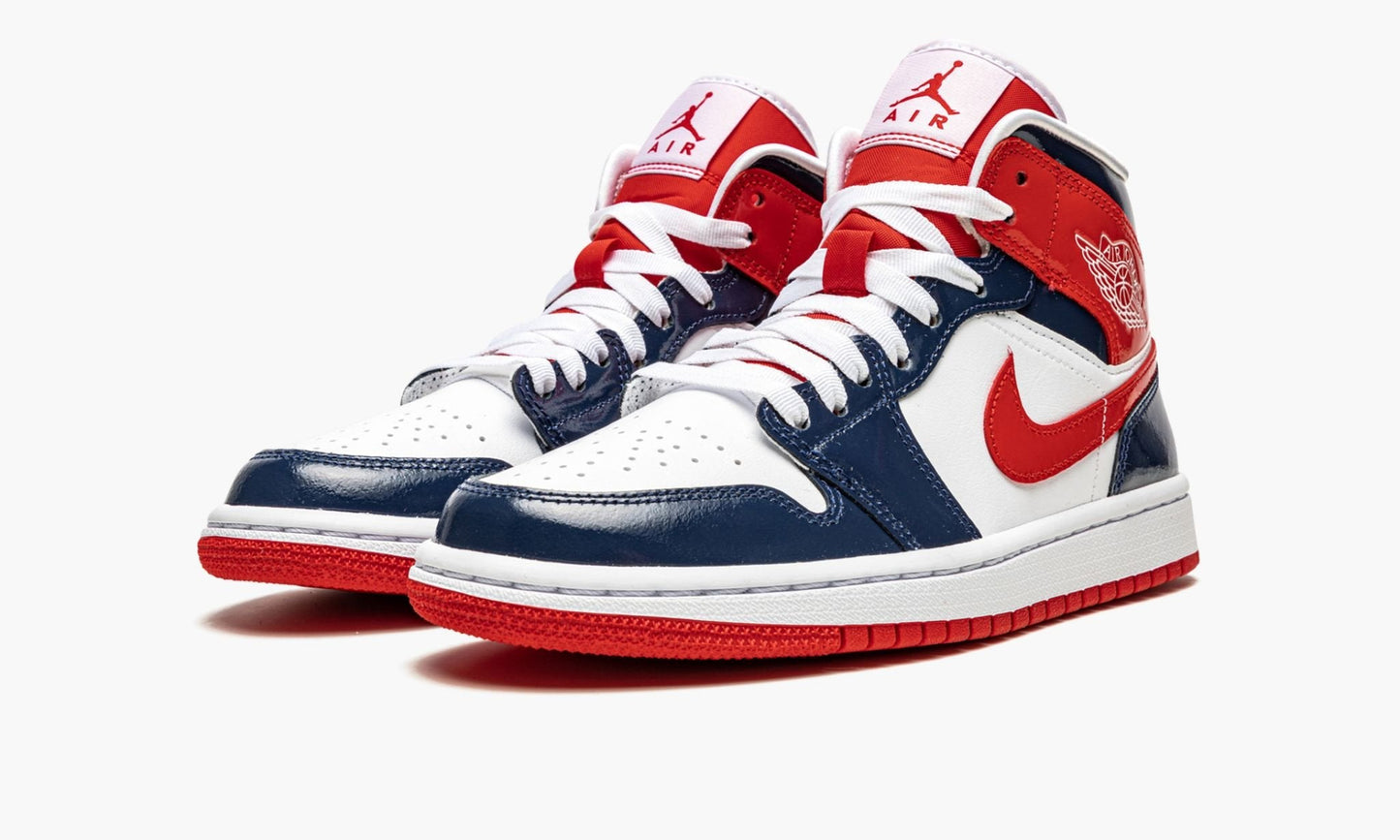 WMNS Air Jordan 1 Mid "Patent Leather Navy / White / Red"