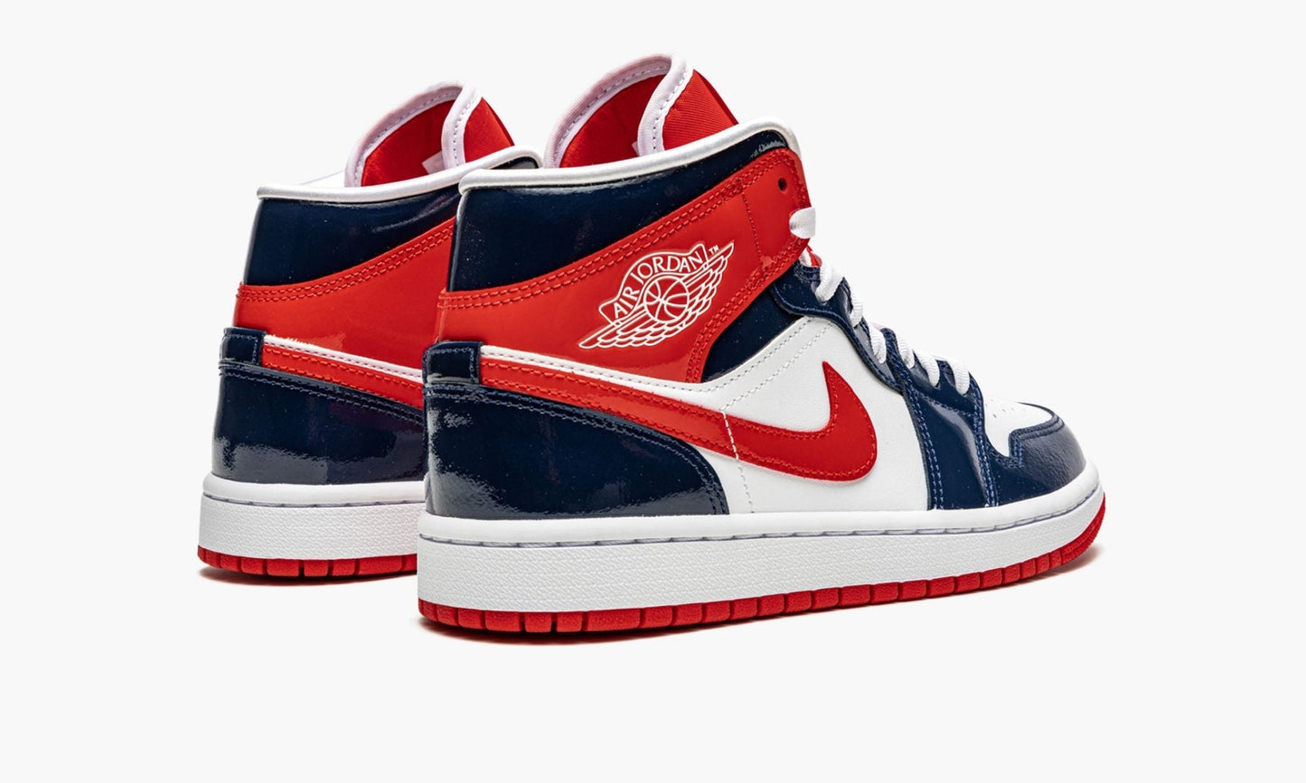 WMNS Air Jordan 1 Mid "Patent Leather Navy / White / Red"