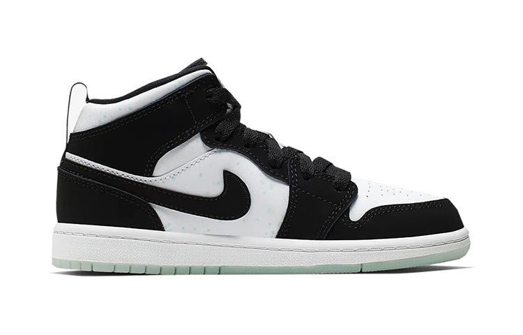 Air Jordan 1 Mid SE PS 'Glow in the Dark Panda' White/Black/Teal Tint BQ6932-103