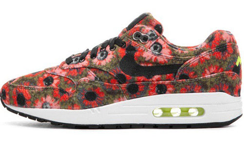 Nike Air Max 1 Premium SE 'Floral Mowabb' Black/Black/Flash Crimson/Faded Spruce 858876-003 KICKSOVER