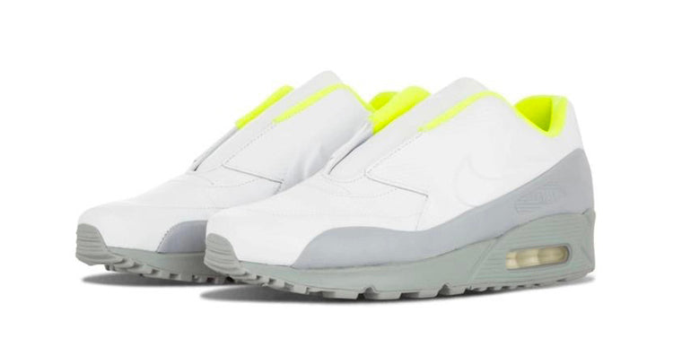 Sacai x NikeLab Womens WMNS Air Max 90 SP 'Laceless' White/White-Wolf Grey-Volt 804550-110 sneakmarks