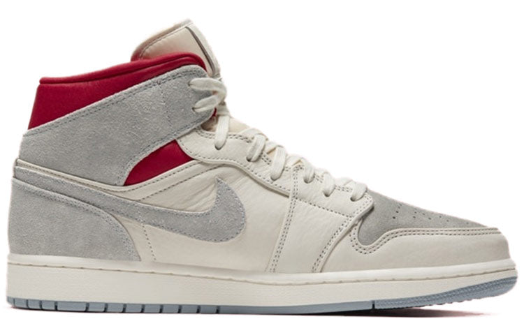 Nike nstuff x Air Jordan 1 Mid Past, Present, Future Sail/Wolf Grey/Gym Red/White CT3443-100