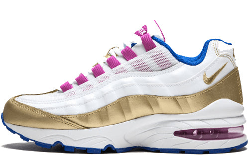 Nike Air Max 95 LE'Peanut Butter & Jelly' GS White/Matellic Gold-Racer Blue 310830-120 sneakmarks