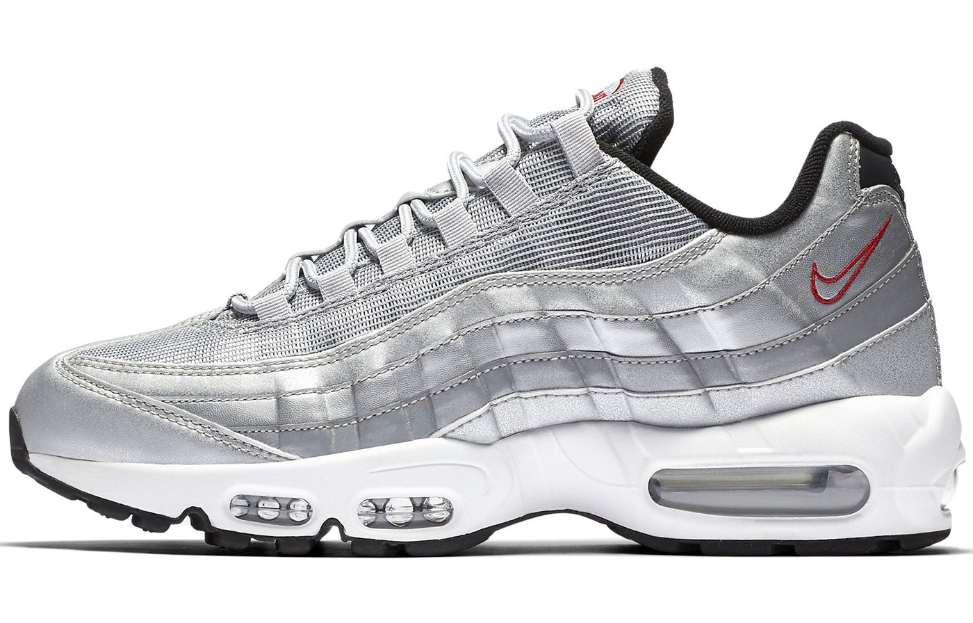 Nike Air Max 95 QS 'Silver Bullet' Metallic Silver/Varsity Red-White-Black 918359-001 sneakmarks