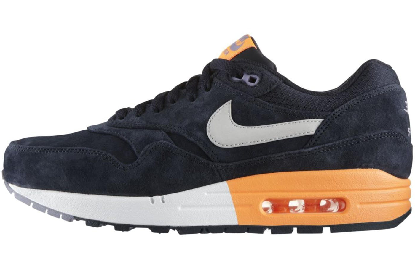 Nike Air Max 1 Premium 'Obsidian Atomic Orange' Dark Obsidian/Metallic Silver/Atomic Orange 512033-400 KICKSOVER