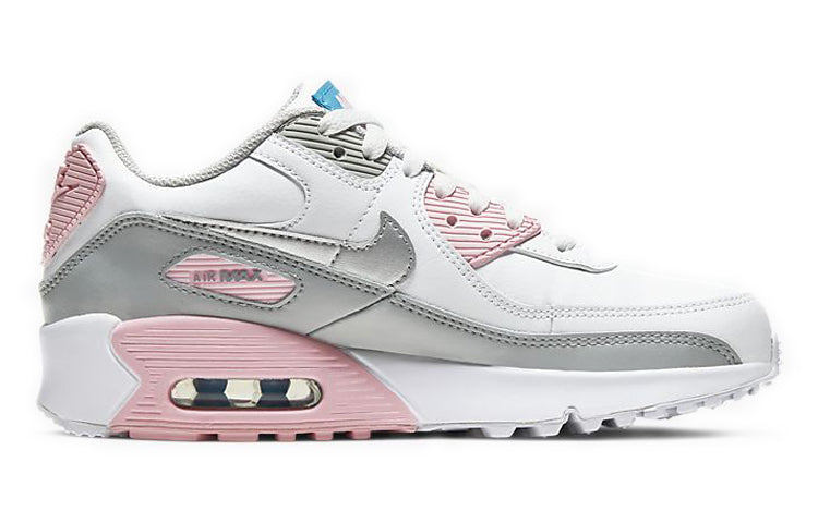 Nike Air Max 90 Leather GS 'Metallic Silver Pink' Light Smoke Grey/White/Pink/Metallic Silver CD6864-004 KICKSOVER