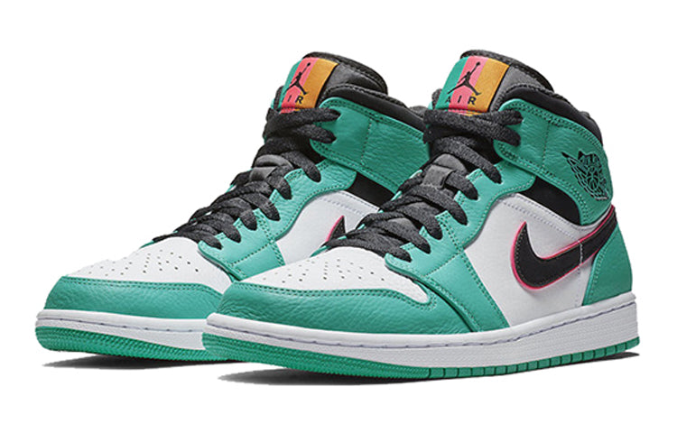 Air Jordan 1 Mid SE'South Beach' GS Turbo Green/Black-Hyper Pink-Orange Peel BQ6931-306