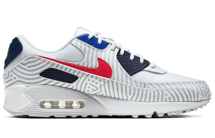 Nike Air Max 90 'Euro Tour' White/Midnight Navy/Bright Blue/University Red CW7574-100 KICKSOVER