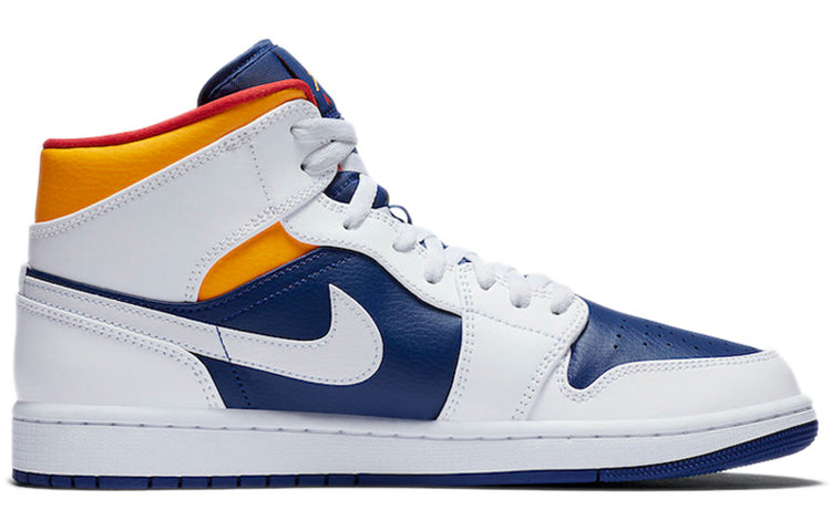 Air Jordan 1 Mid 'White Deep Royal Blue' White/Deep Royal Blue/Track Red/Laser Orange 554724-131