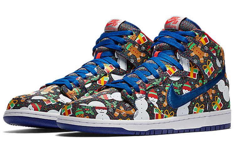 Nike SB Skateboard Dunk High TRD QS Ugly Sweater Christmas 2017 881758-446