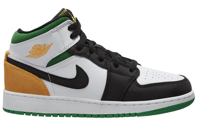 Air Jordan 1 Mid GS 'Lucky Green' White/Laser Orange/Black/Lucky Green BQ6931-101