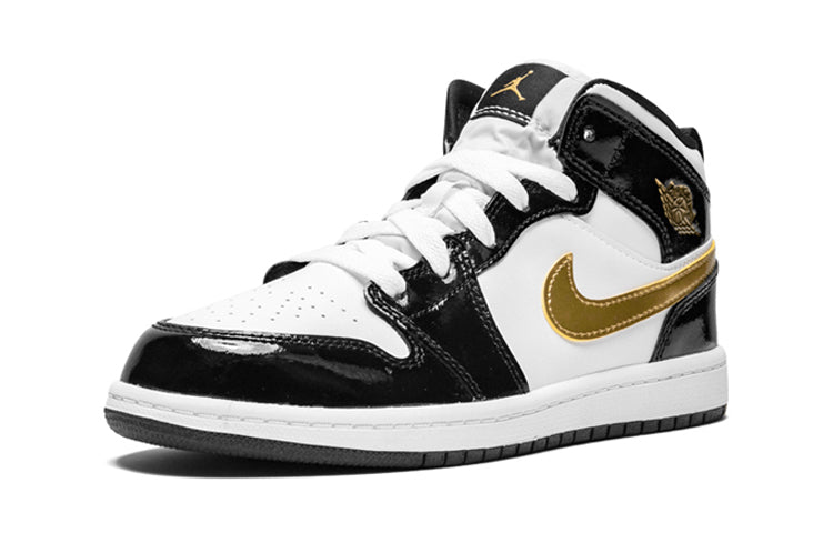 Air Jordan 1 Mid Patent PS 'Black Gold' Black/Metallic Gold-White BQ6932-007