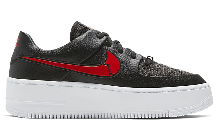 Nike Womens Air Force 1 Low Sage 'Valentine's Day' Black/Metallic Silver/University Red CU4759-001 KICKSOVER