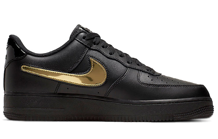 Nike Air Force 1 Low 07 LV8 Removable Swoosh - Black Gold Black/Black-White-Black CT2252-001 KICKSOVER