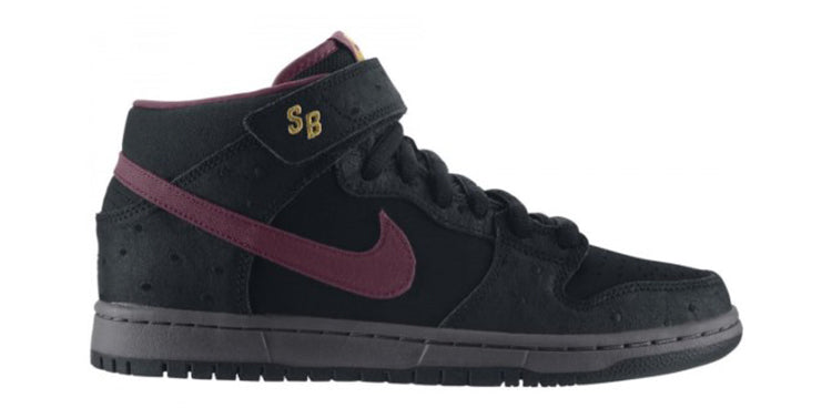 Nike Dunk Mid Pro Sb Black/Cherrywood Red-Light Graphite 314383-060 sneakmarks